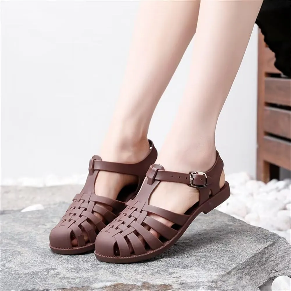 Hee grand Crystal Jelly Heel Sandals For Women Summer Beach Jelly Shoes