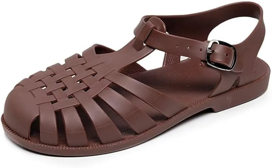 Hee grand Crystal Jelly Heel Sandals For Women Summer Beach Jelly Shoes