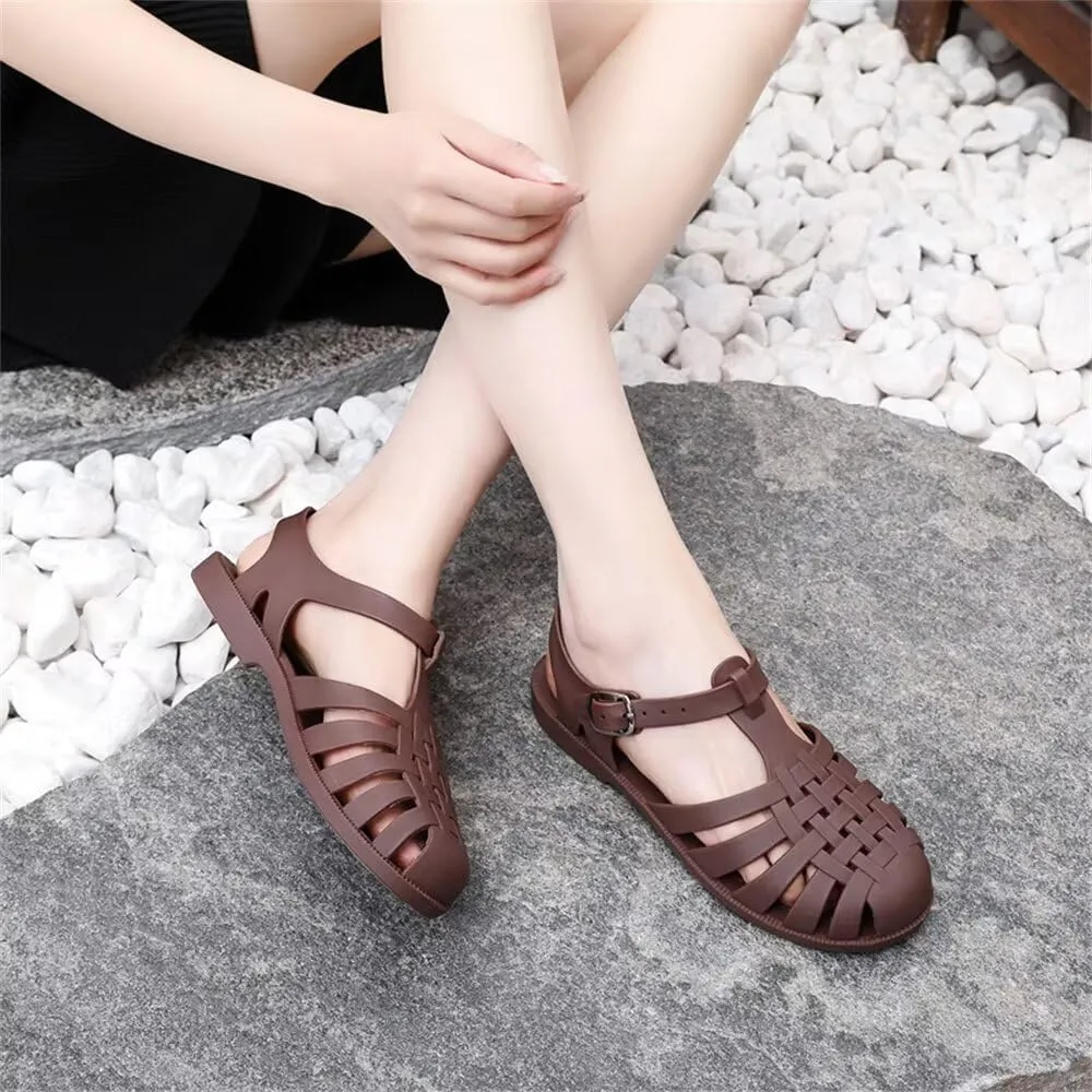 Hee grand Crystal Jelly Heel Sandals For Women Summer Beach Jelly Shoes