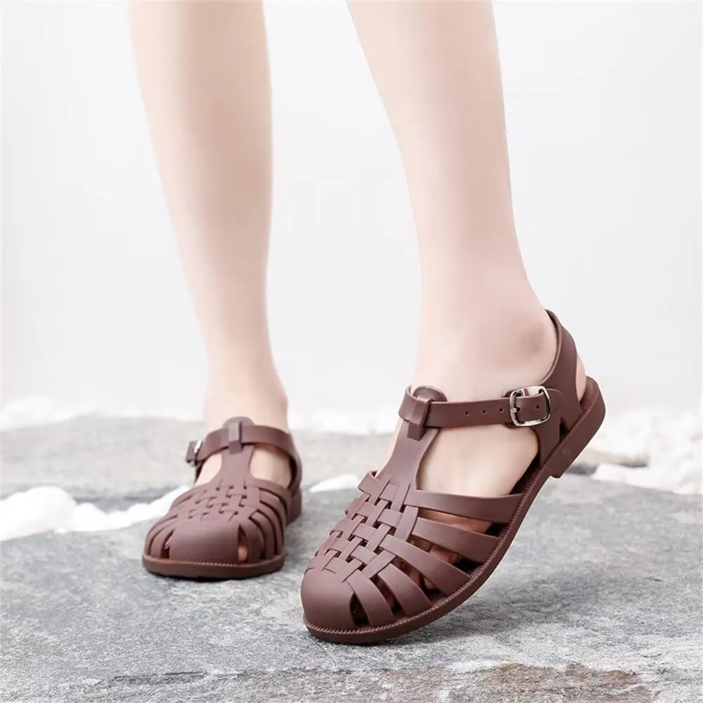 Hee grand Crystal Jelly Heel Sandals For Women Summer Beach Jelly Shoes