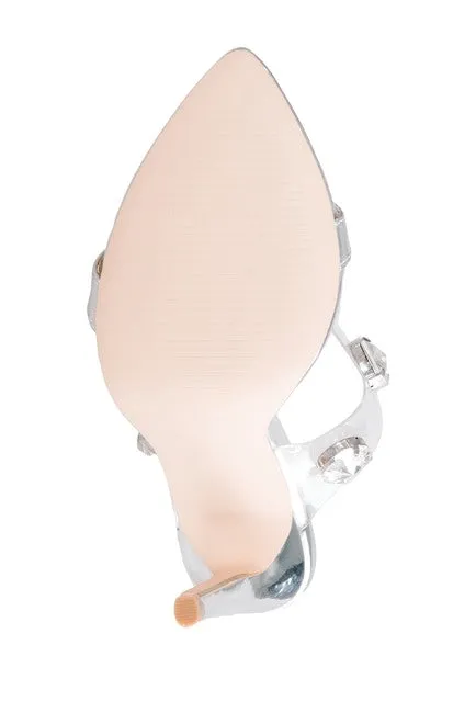 Heel Formal Adaptive Ella Sandal AI-powered Embellished Jewel Mule Lauren High Lorraine Clear Prom