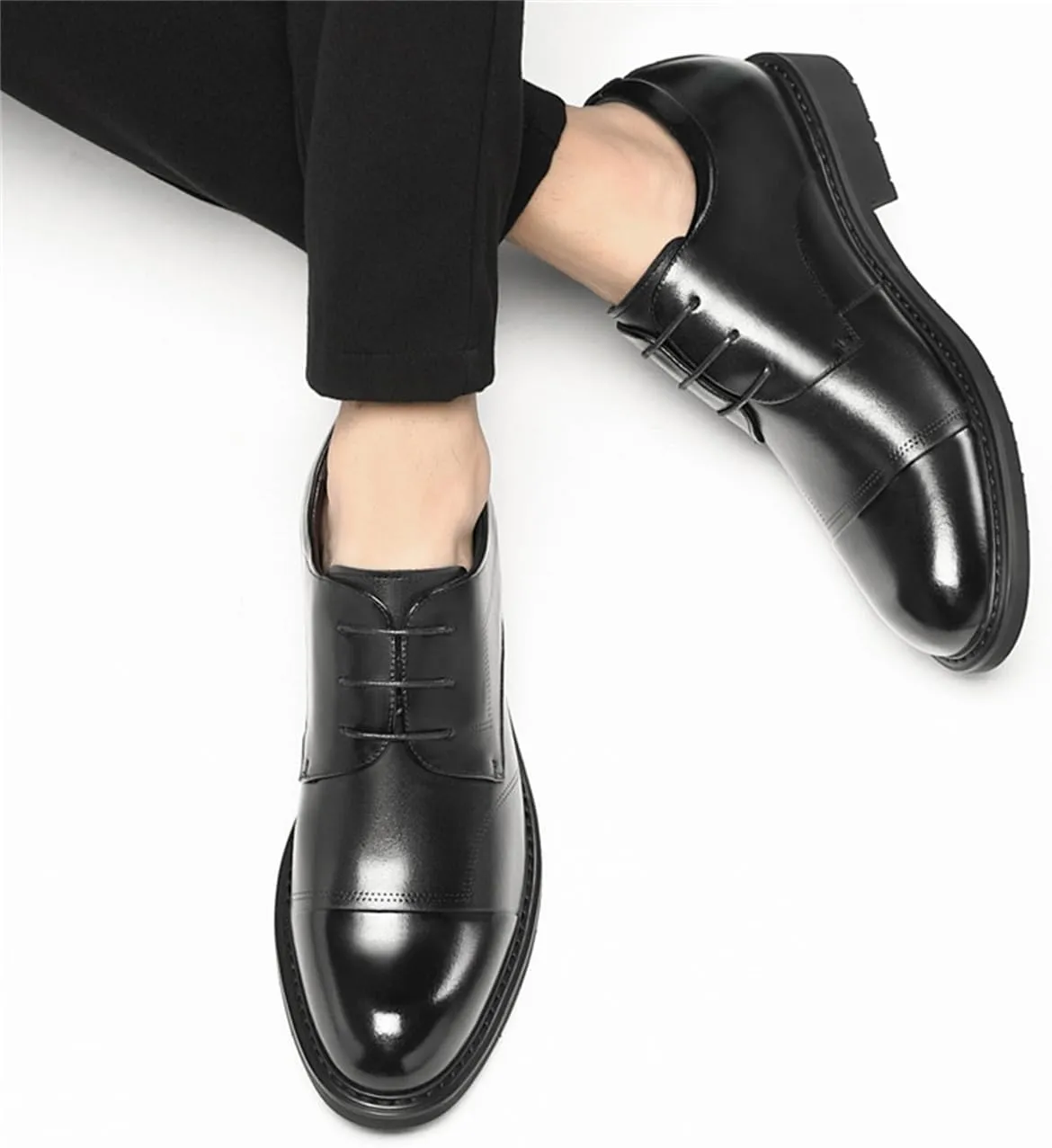 Height Increasing Shoes for Men, Anti-Slip Elevator Business Oxfords Height-Boosting Formal Dress Shoes