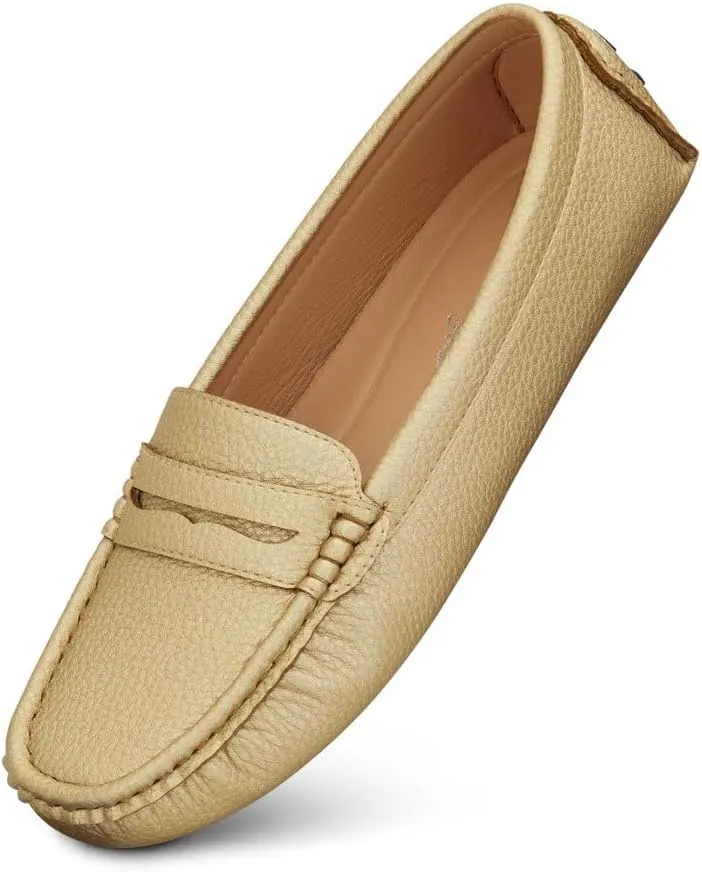 Herstyle Women's Penny Loafers, Slip On Flats for Business & Work, Comfortable Driving Moccasins with Cushioned Footbed, Lightweight Dressy Shoes for Women (Trendy 2025)
