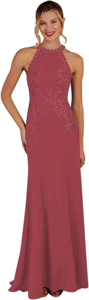 HEWEIGUI Long Lace Mother of The Bride Dresses Mermaid Halter Formal Dress for Women Wedding Guest WHC091