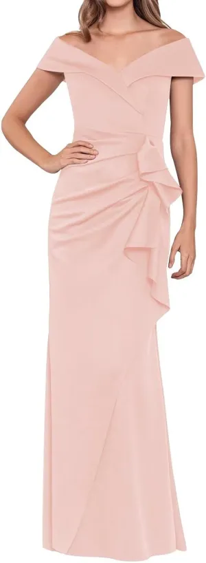HEWEIGUI Satin Mother of Bride Dress 2025 Off Shoulder Mermaid Ruched Formal Evening Party Gowns WHC085