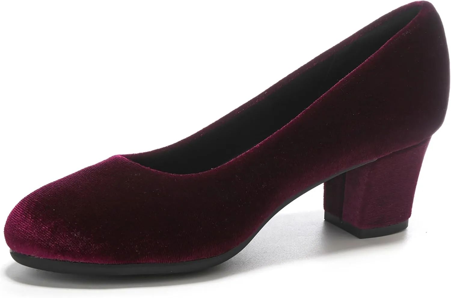 HHTCAL 2 inch Low Block Heel Pumps for Women Round Closed Toe Chunky Heels Comfortable Dress Shoes Office Work Formal