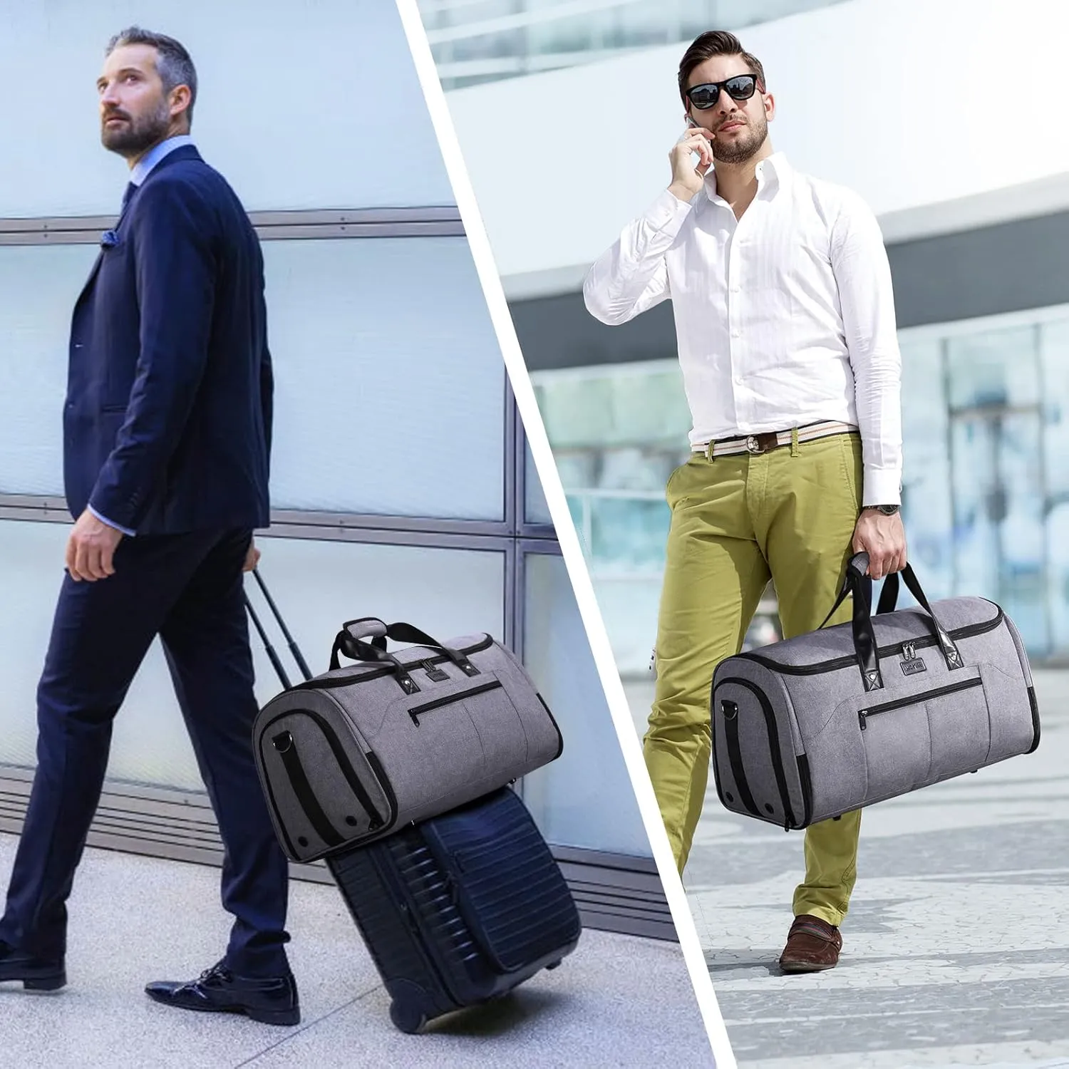 HOMIEE Convertible Garment Bag with Shoulder Strap, Carry on Garment Duffel Bag for Men Women - 2 in 1 Hanging Suitcase Suit Travel Bags