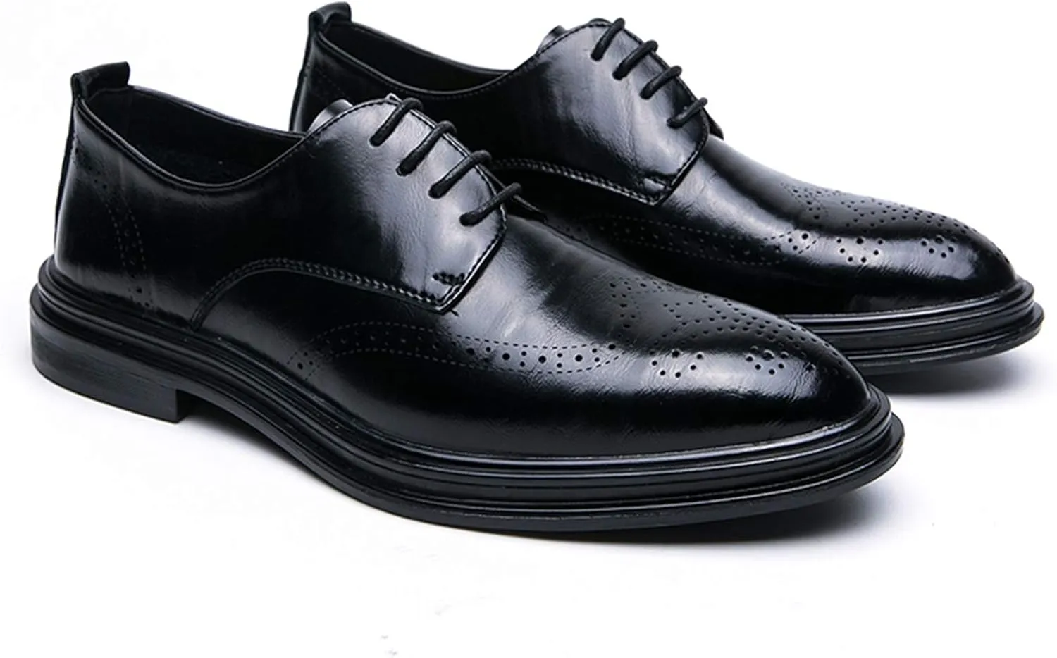 HOOENG Dress Oxford for Men Lace Up Wing Tip Brogue Derby Shoes Cowhide Rubber Sole Low Top Non Slip Resistant Classic