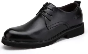 HOOENG Formal Shoes for Men Lace Up Round Toe Derby Shoes Cowhide Low Top Anti-Slip Block Heel Slip Resistant Classic (Color : Black, Size : 8.5)