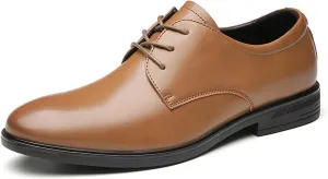 HOOENG Oxford Shoes for Men Lace Up Derby Shoes Round Toe Vegan Leather Low Top Resistant Non Slip Block Heel Classic (Color : Brown, Size : 7.5)