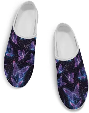 Howilath Butterfly & Dragonfly Mule Tennis Shoes for Women Anti-Slip Mule Sneakers Slip on Tennis Shoes Casual Loafers