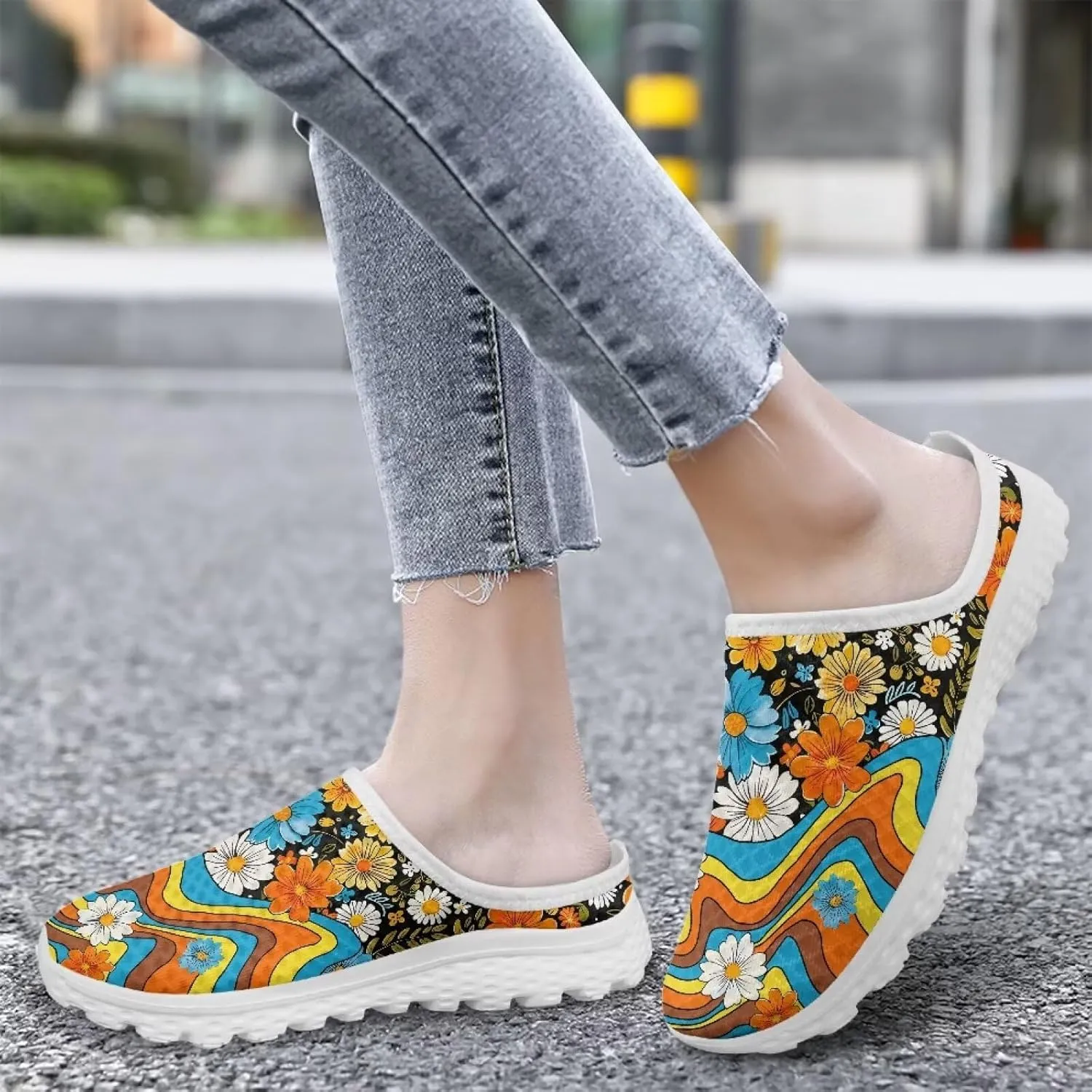 Howilath Women's Sport Mules Tennis Shoes Slip on Garden Shoes Loafers Fashion Backless Sneakers for Street Style Outdoor