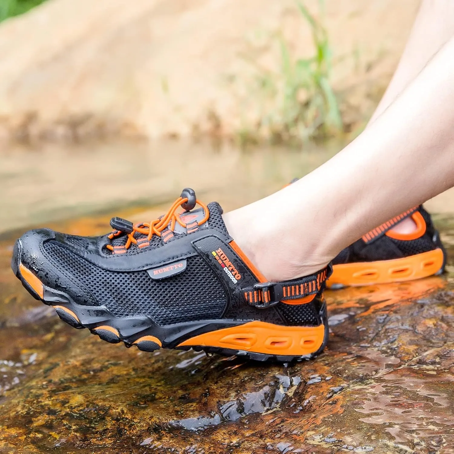 HUMTTO Men's Amphibious Water Shoes - Hiking Sandals for Men Outdoor Water Sandal Closed Toe Non-Slip River Shoes Summer Quick Drying Aqua Shoe