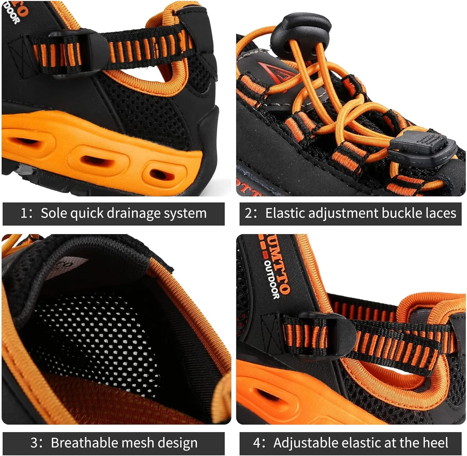HUMTTO Men's Amphibious Water Shoes - Hiking Sandals for Men Outdoor Water Sandal Closed Toe Non-Slip River Shoes Summer Quick Drying Aqua Shoe
