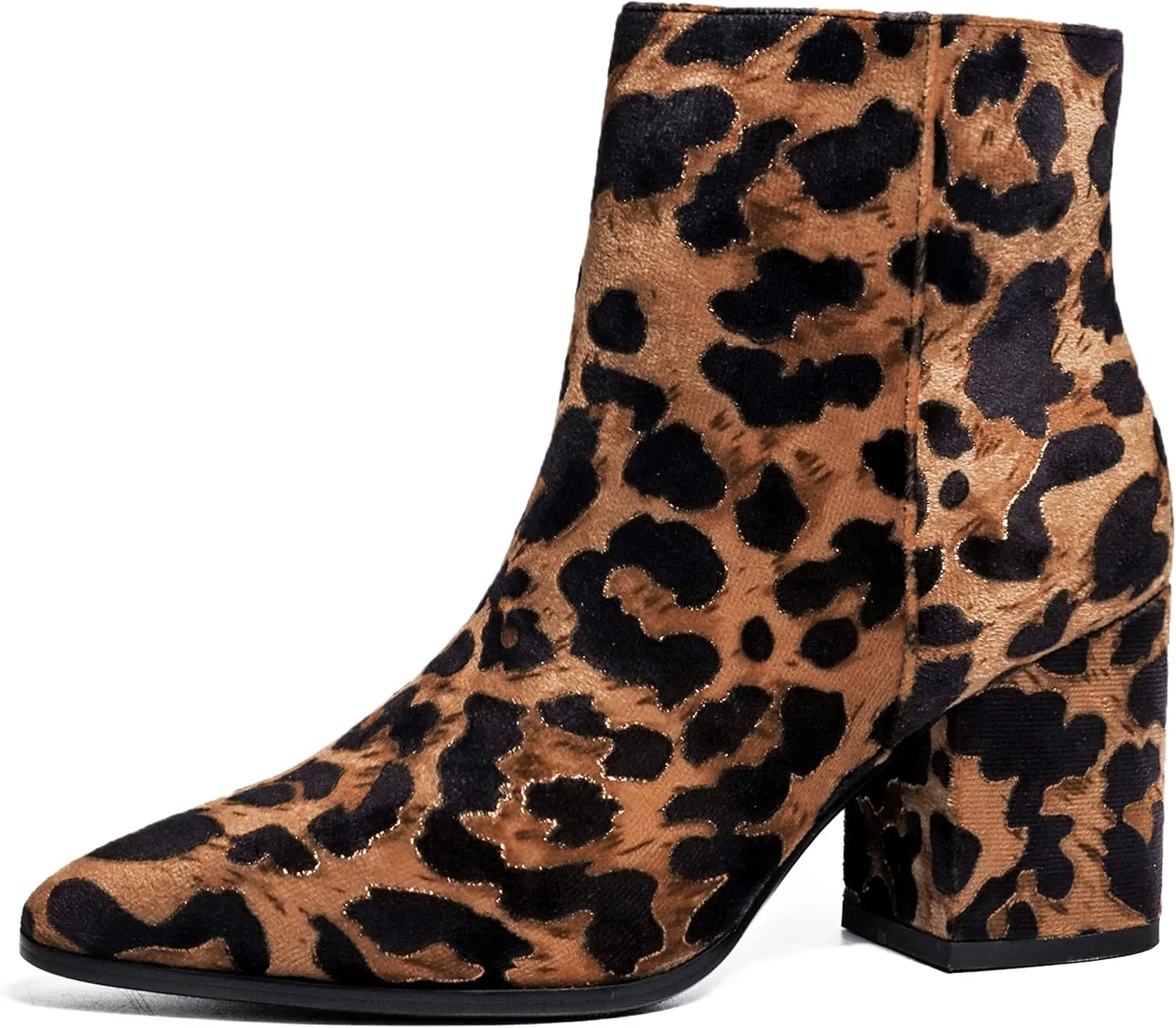 IDIFU Women Dress Ankle Boot with Low Chunky Heel Pointed Toe Side Zipper Bootie Shoe for Women Office Business Date Wedding