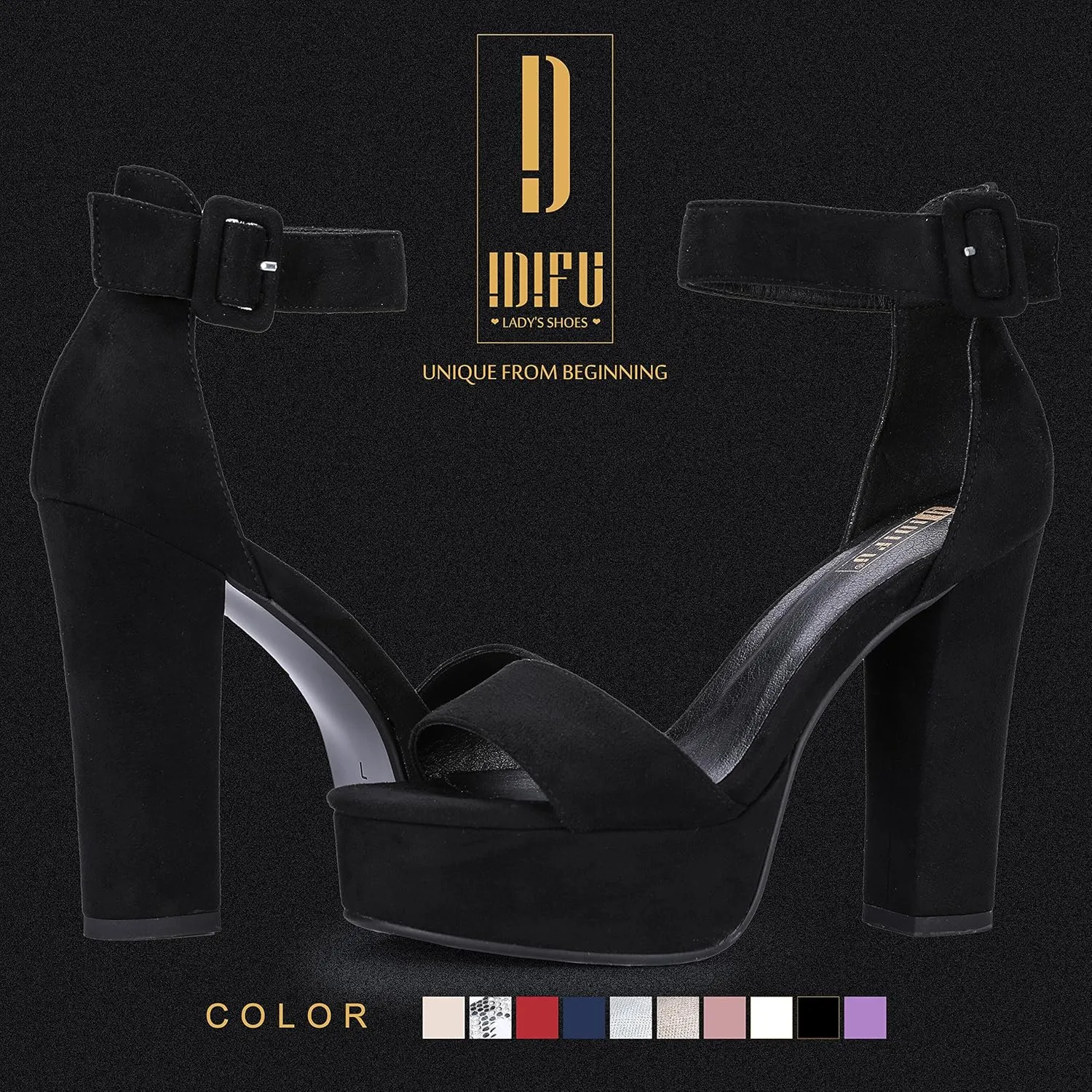 IDIFU Women's Ankle-Strap Heeled Sandal