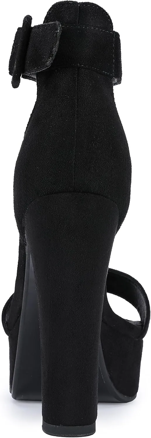 IDIFU Women's Ankle-Strap Heeled Sandal