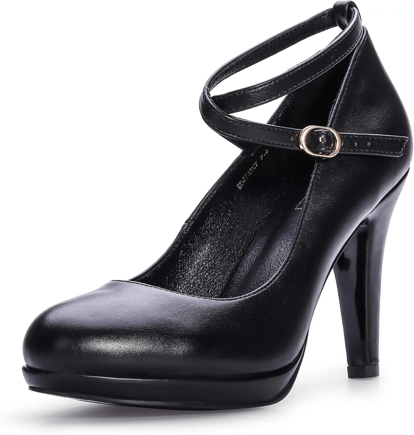 IDIFU Women's Tracy Platform High Heels Closed Toe Pumps Strappy Cross Ankle Strap Shoes for Casual Work Wedding