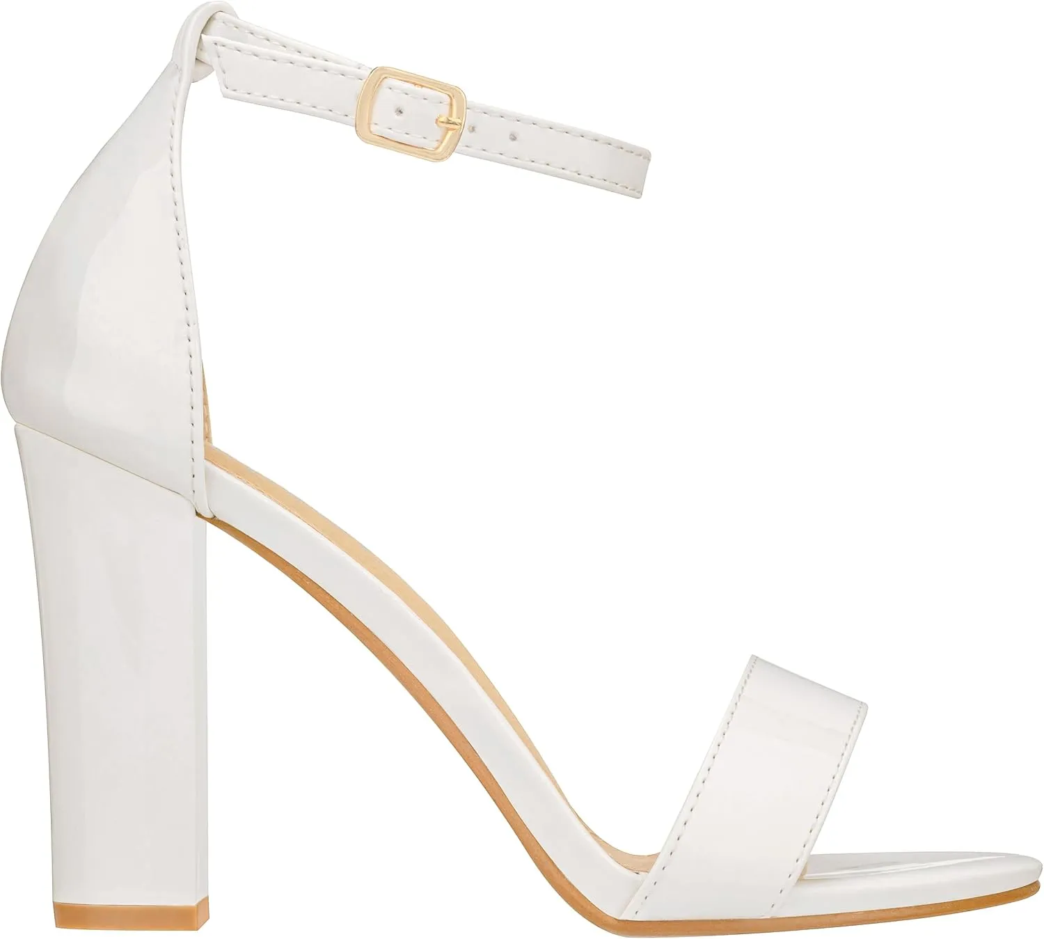 ILLUDE Women’s Open Toe Ankle Strap Chunky Block High Heel - Formal, Wedding, Party Classic Heeled Sandals - Ruby
