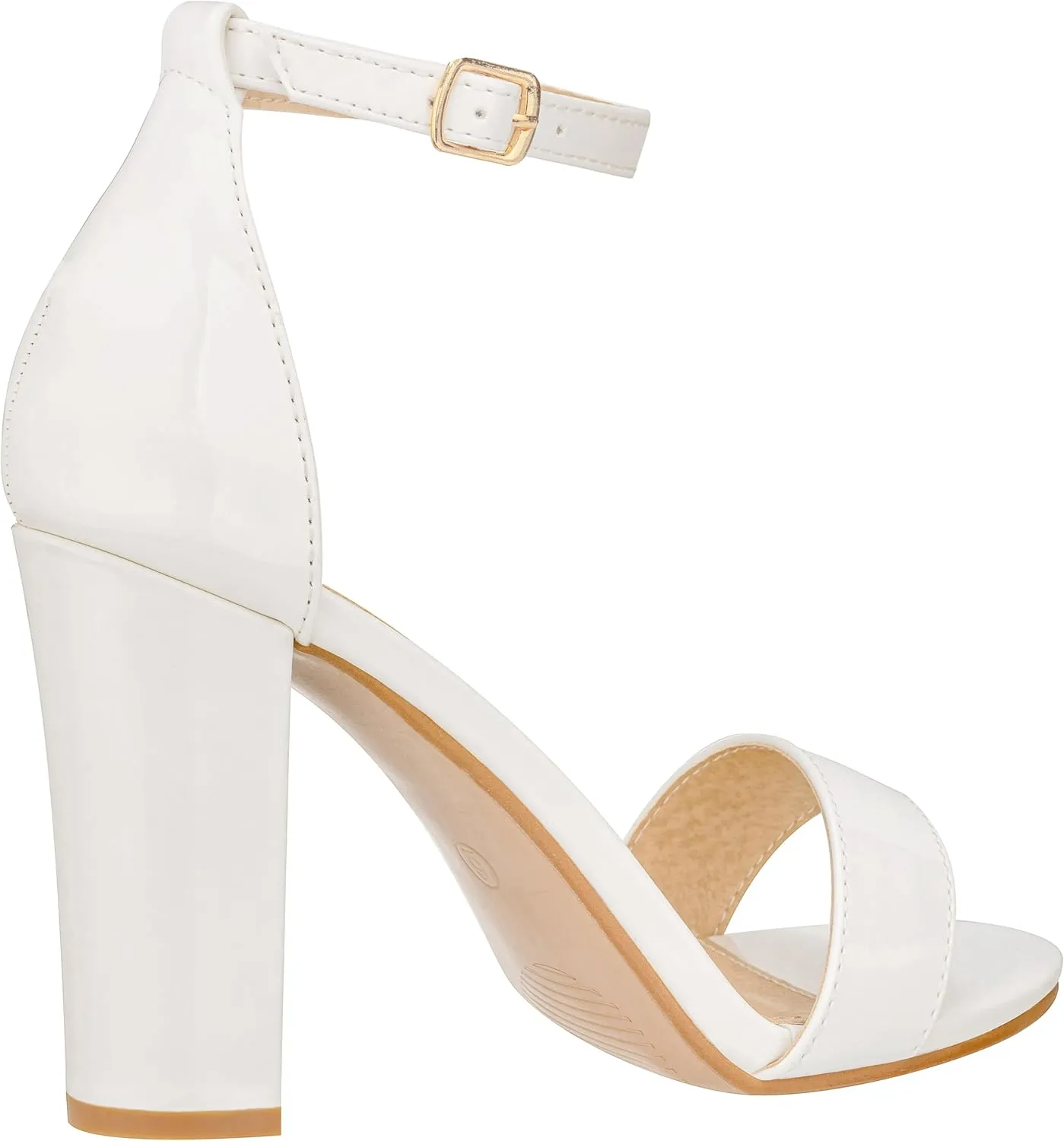 ILLUDE Women’s Open Toe Ankle Strap Chunky Block High Heel - Formal, Wedding, Party Classic Heeled Sandals - Ruby