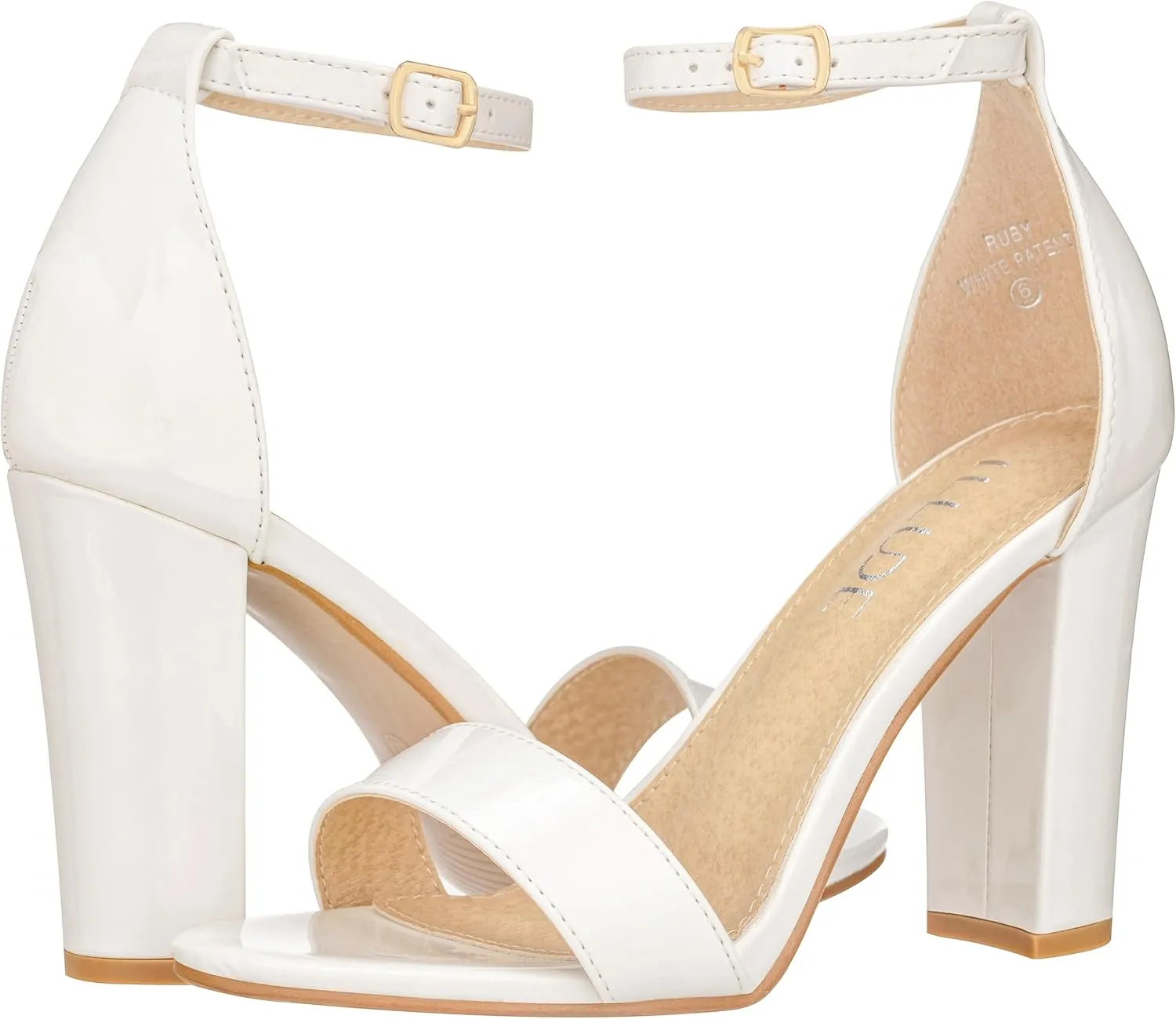 ILLUDE Women’s Open Toe Ankle Strap Chunky Block High Heel - Formal, Wedding, Party Classic Heeled Sandals - Ruby