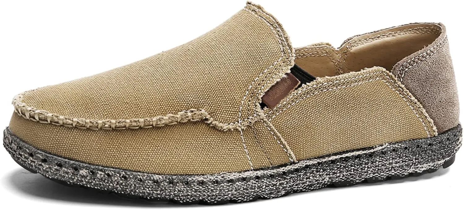 JAMONWU Men's Slip on Shoes Cloth Shoes Deck Shoes Canvas Leisure Vintage Casual Loafer Boat Shoes