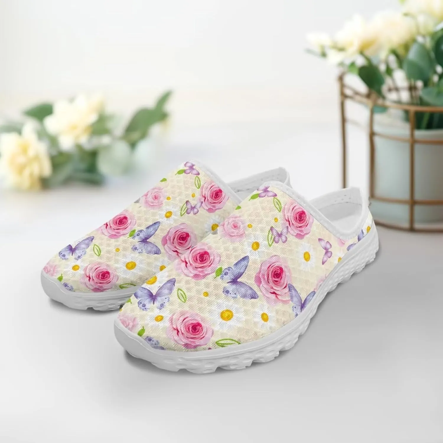 Jeiento Womens Slip On Walking Shoes Breathable Flat Mules Shoe with Arch Support Lightweight Comfort Open Back Casual Sneakers