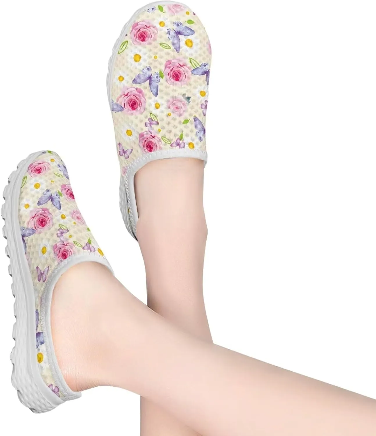 Jeiento Womens Slip On Walking Shoes Breathable Flat Mules Shoe with Arch Support Lightweight Comfort Open Back Casual Sneakers