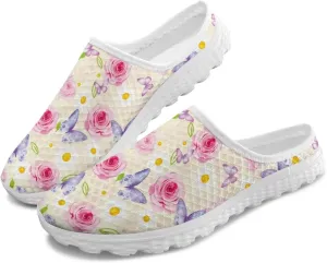 Jeiento Womens Slip On Walking Shoes Breathable Flat Mules Shoe with Arch Support Lightweight Comfort Open Back Casual Sneakers