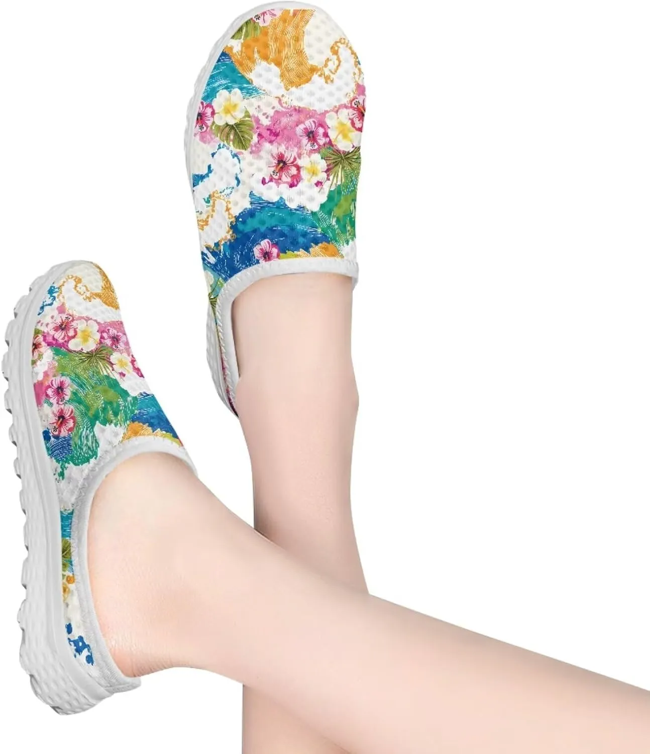 Jeiento Womens Slip On Walking Shoes Breathable Flat Mules Shoe with Arch Support Lightweight Comfort Open Back Casual Sneakers