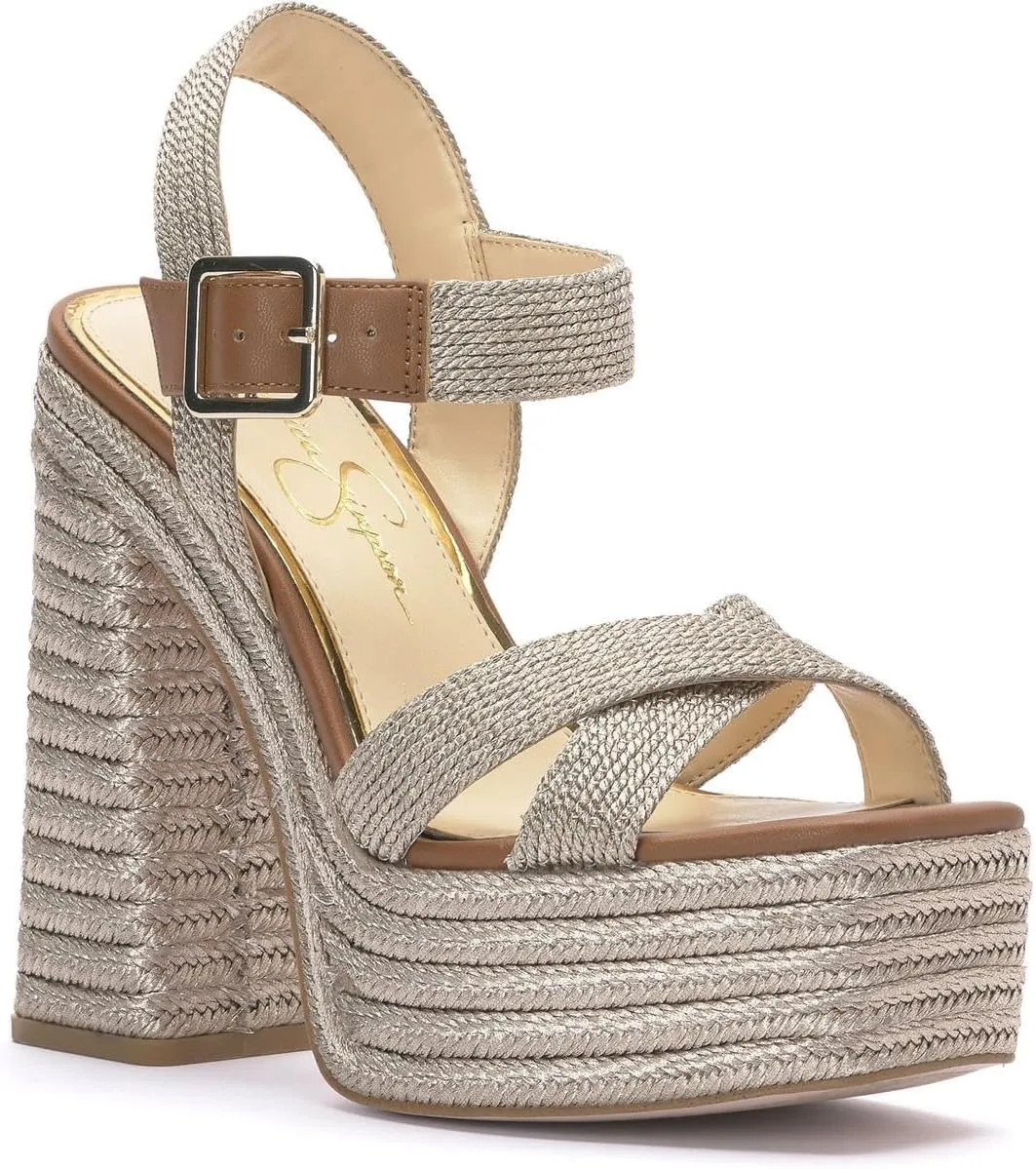 Jessica Simpson Womens Brycen Woven Ankle Strap Platform Sandals
