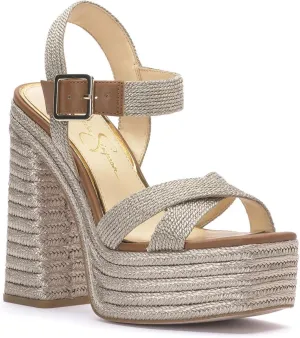 Jessica Simpson Womens Brycen Woven Ankle Strap Platform Sandals