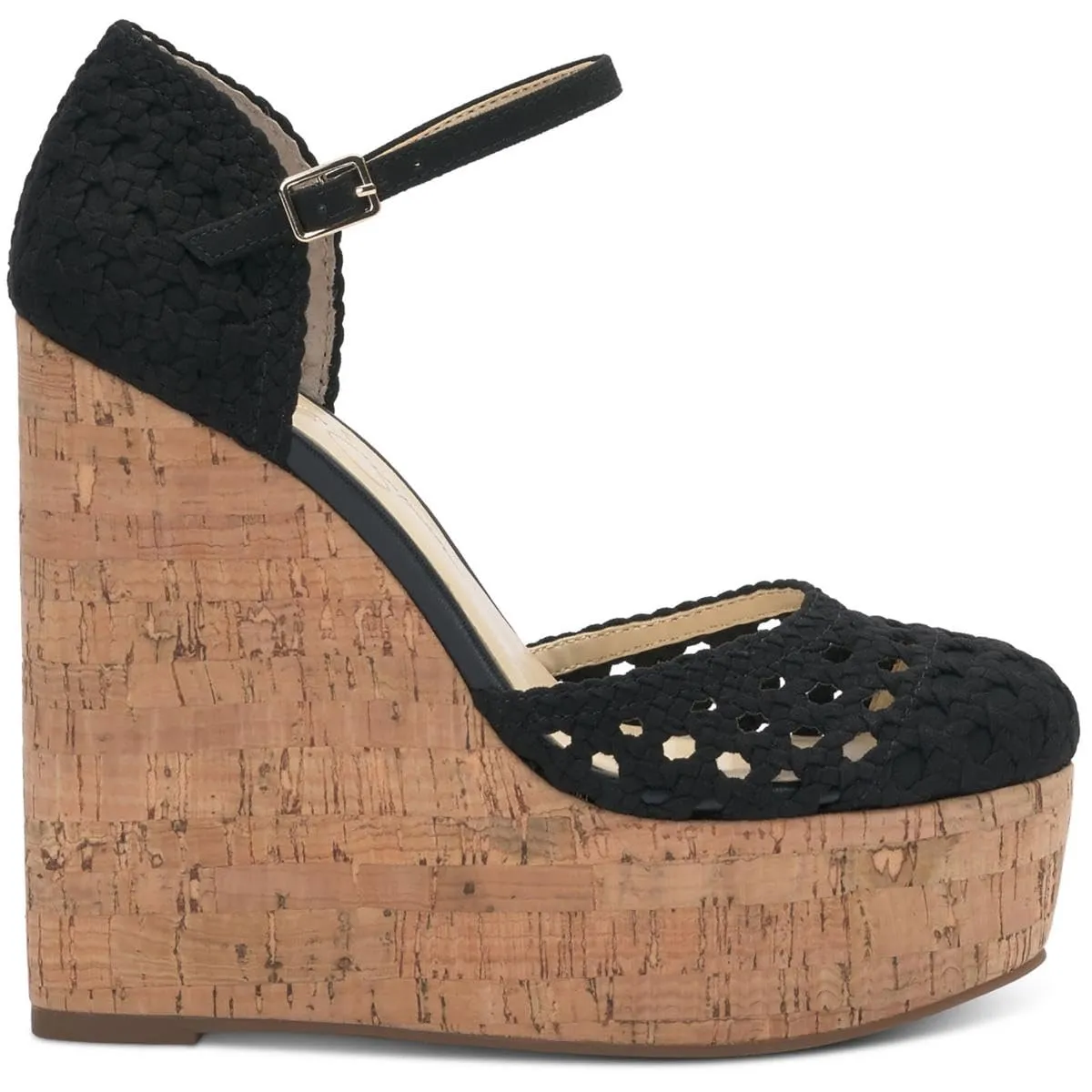 Jessica Simpson Womens Cork Ankle Strap Platform Heels Black 10 Medium (B,M)