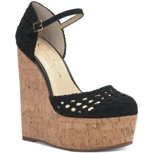 Jessica Simpson Womens Cork Ankle Strap Platform Heels Black 10 Medium (B,M)