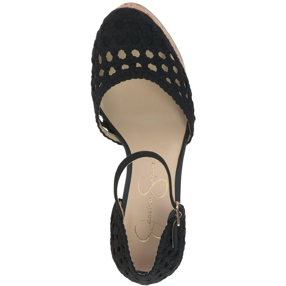 Jessica Simpson Womens Cork Ankle Strap Platform Heels Black 10 Medium (B,M)