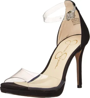Jessica Simpson Women's Daisile Faux Leather Ankle Strap Stiletto Heeled Sandal