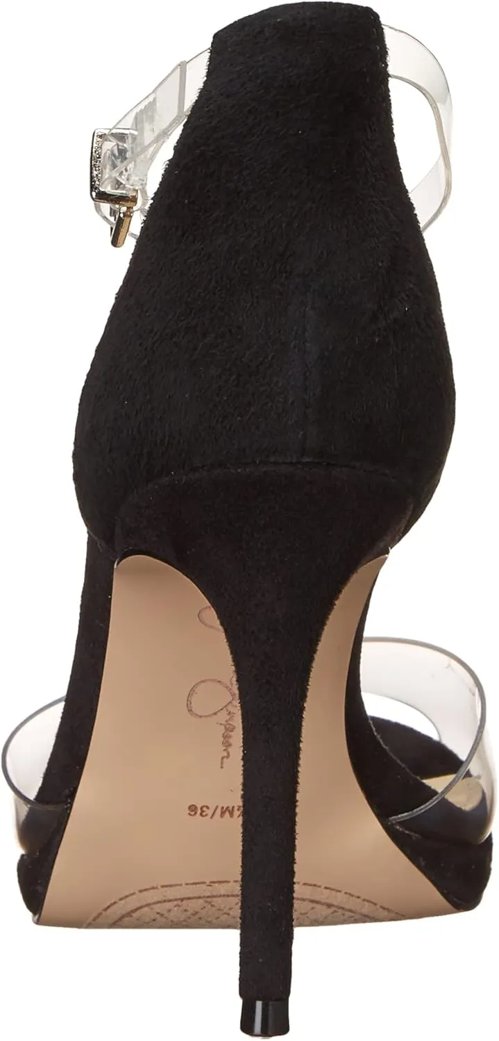 Jessica Simpson Women's Daisile Faux Leather Ankle Strap Stiletto Heeled Sandal