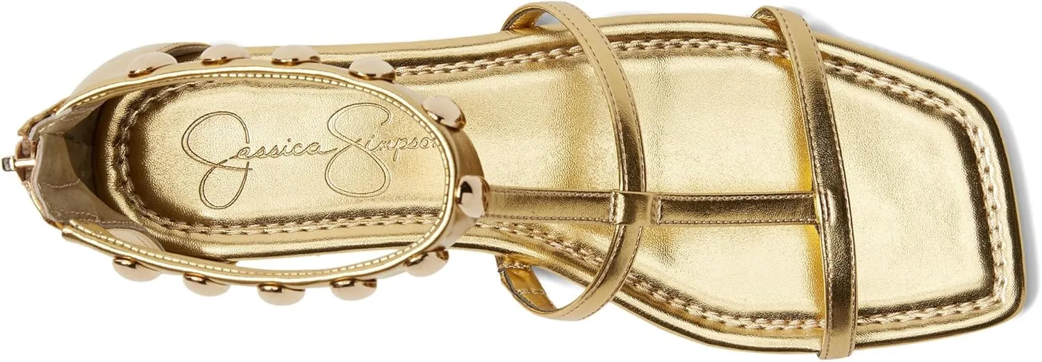Jessica Simpson Women's Elusta Studded T-Strap Sandals Flat