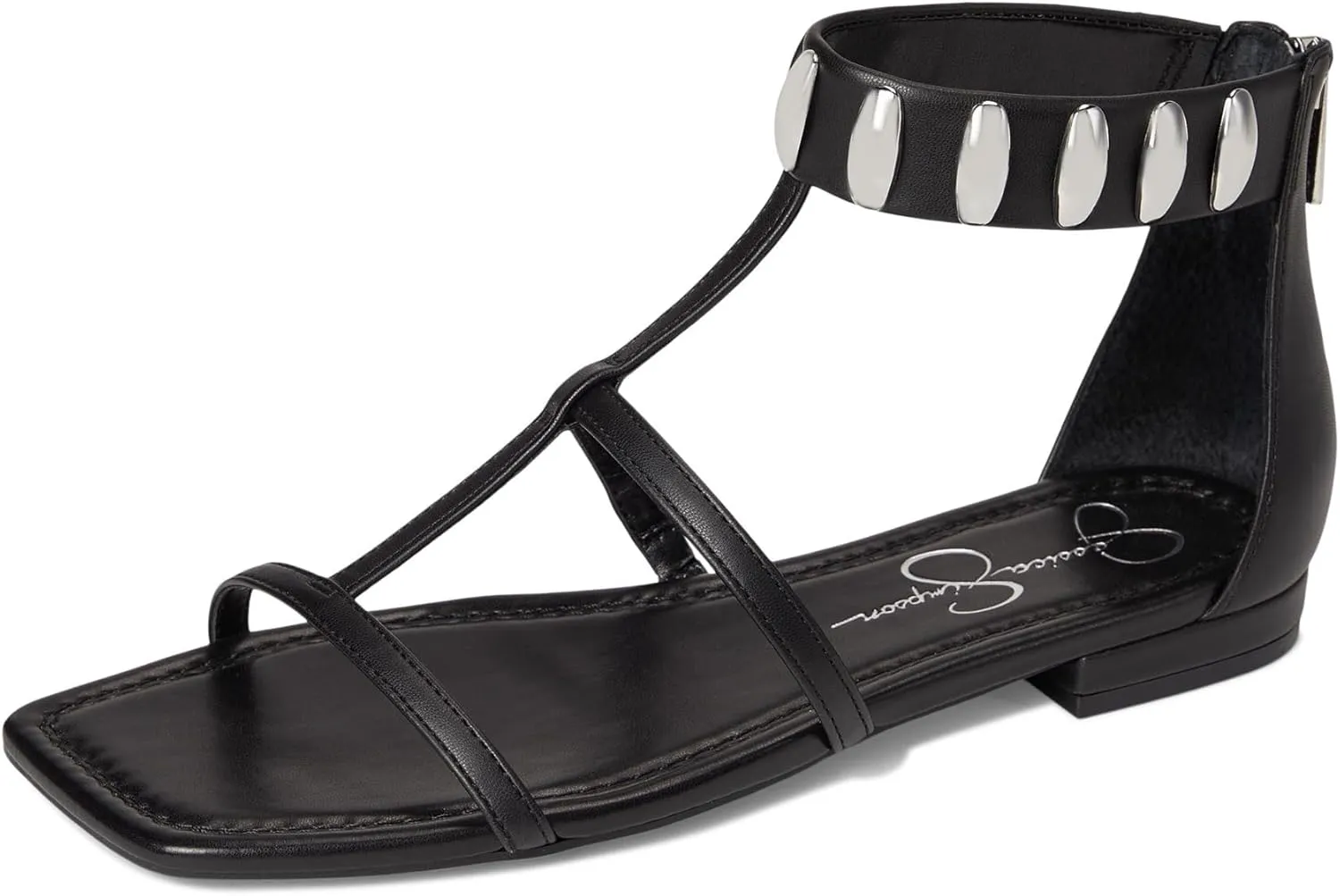 Jessica Simpson Women's Elusta Studded T-Strap Sandals Flat