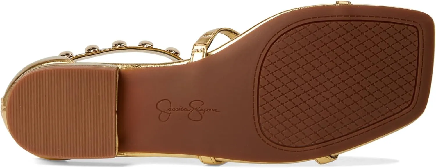 Jessica Simpson Women's Elusta Studded T-Strap Sandals Flat