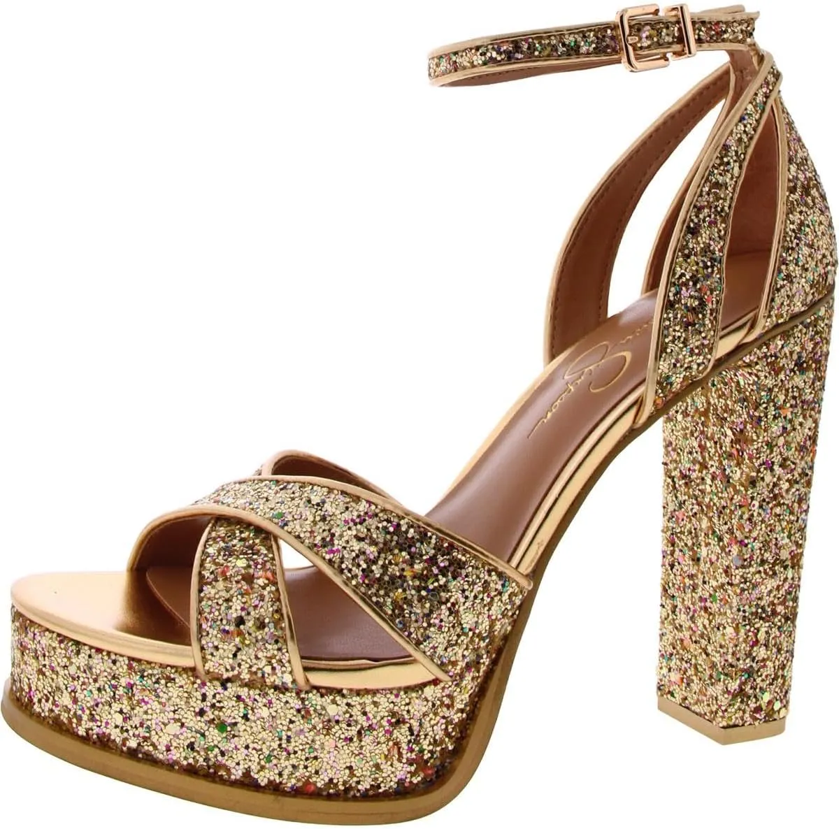 Jessica Simpson Womens Glitter Platform Sandals