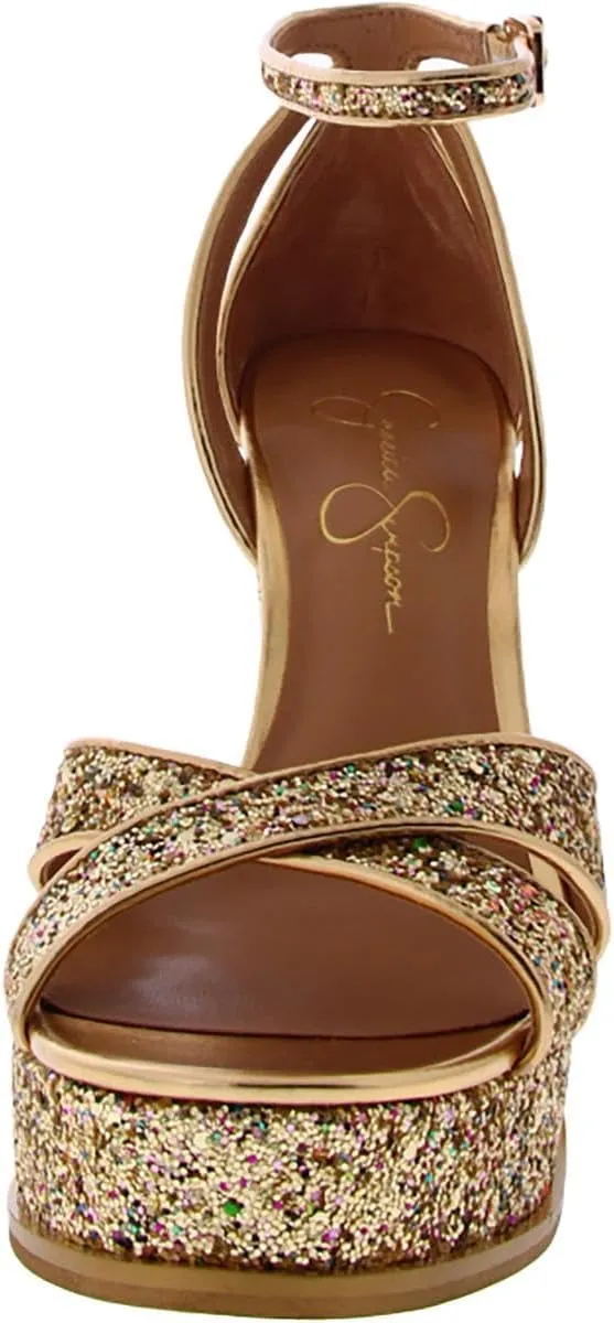 Jessica Simpson Womens Glitter Platform Sandals