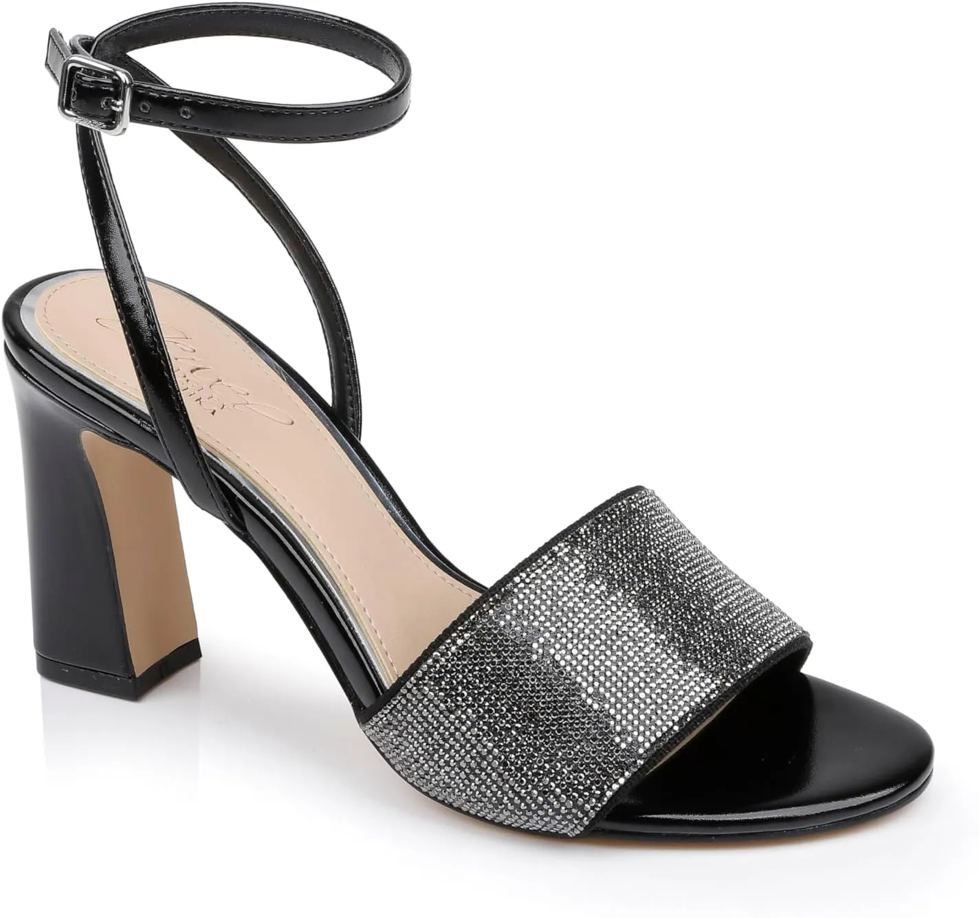 Jewel Badgley Mischka Hattie Block Heel Sandal with Ankle Strap