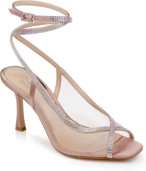 Jewel Badgley Mischka Tamera Peep Toe Heels with Wraparound Strap