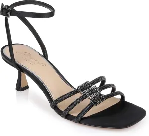 Jewel Badgley Mischka Tesslynn Open Toe Kitten Heels with Ankle Strap