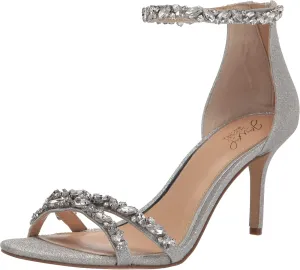 Jewel Badgley Mischka Women's Caroline Heeled Sandal, Silver, 6.5