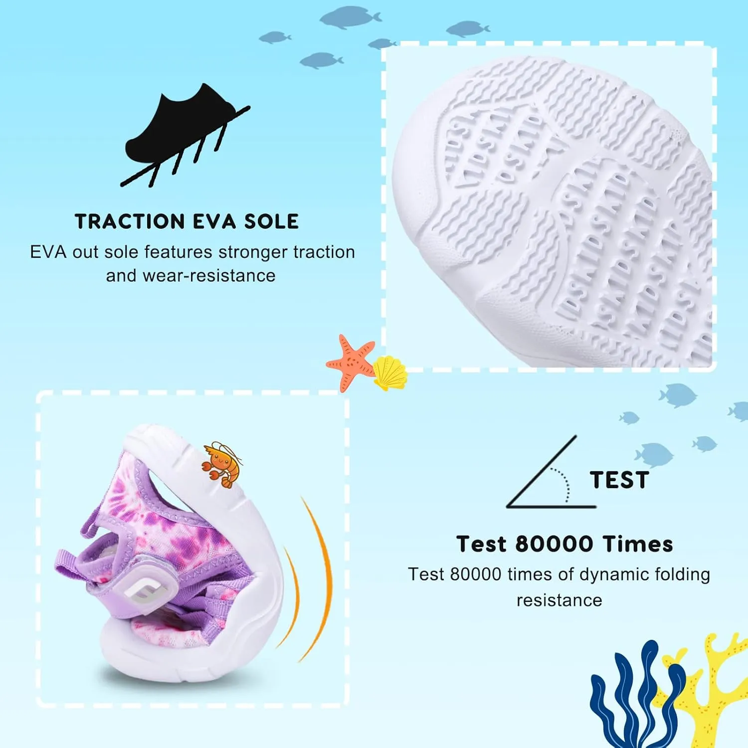 JOINFREE Toddler Boys Girls Water Shoes Breathable Qucik Dry Sport Beach Sandals Lightweight Barefoot Flexible