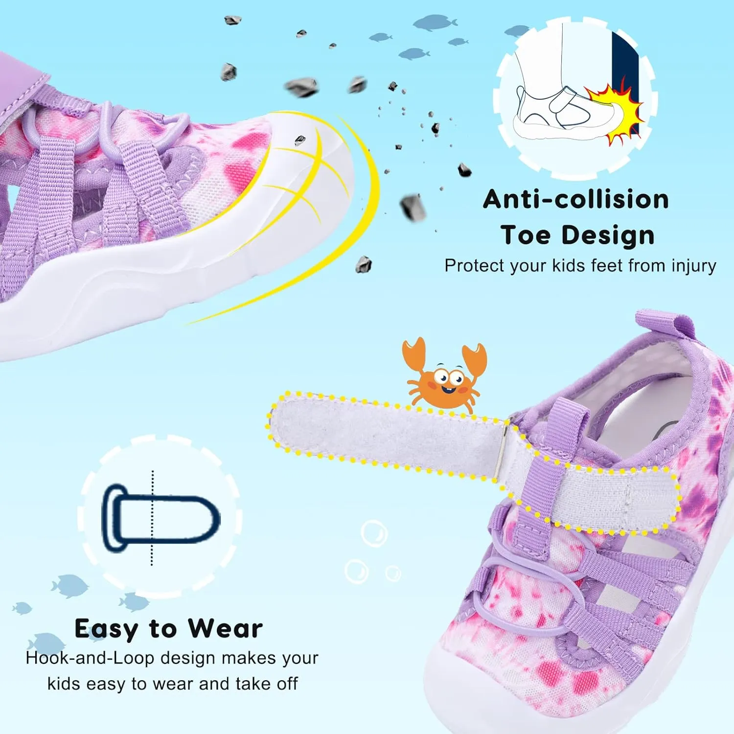JOINFREE Toddler Boys Girls Water Shoes Breathable Qucik Dry Sport Beach Sandals Lightweight Barefoot Flexible