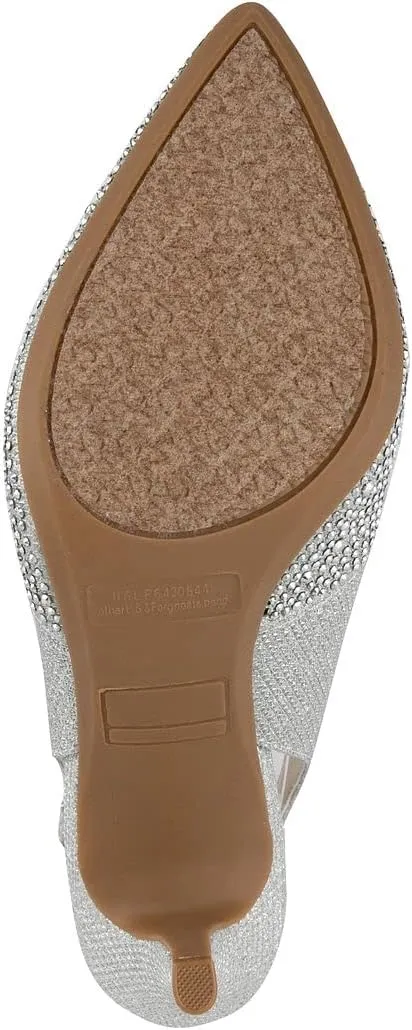 Jones New York Women's Rhinestone Mid Heel Pumps with Buckle Strap and Pointed Toe - Medium and Wide Width Sizes