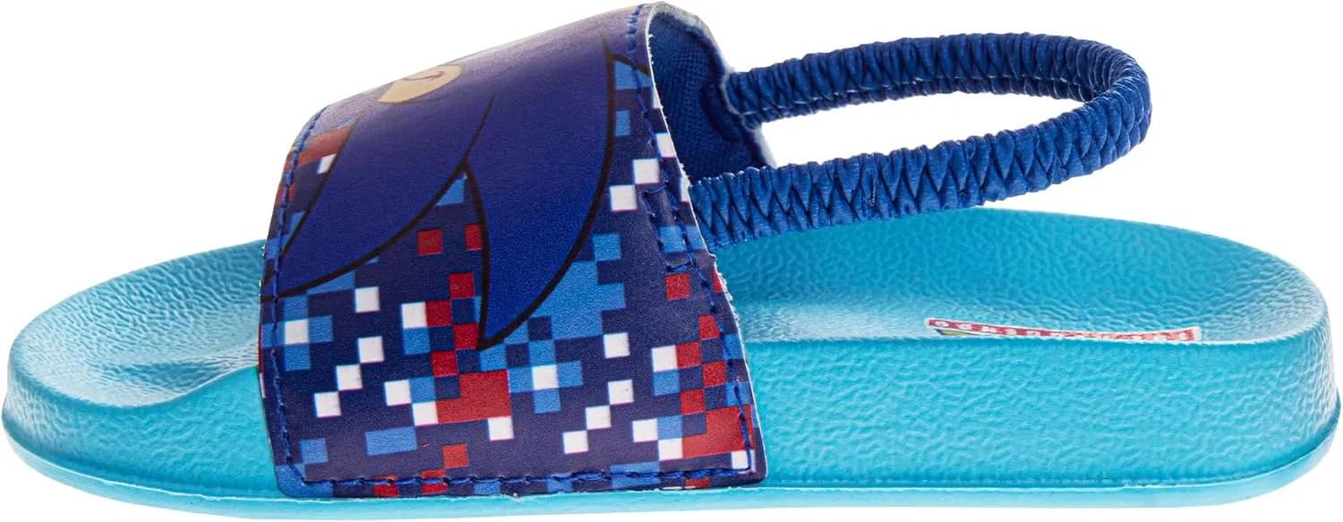 Josmo Kids Sonic The Hedgehog Slide Open Toe - Boys Sonic and Knuckles Sandal SlipOn Slides (sizes: 5-10 toddler / 11-12 little kid)